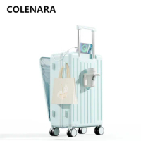 COLENARA Cabin Luggage 24"26 Front Opening Laptop Trolley Bag Ladies PC 20 Inch Boarding Case USB Charging Carry on Suitcase