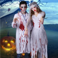 Halloween Costumes Bridal Ball Cosplay Dress Scary Stagek Bloody Doctor Party Bloody Doctor Nurse Perform Costumes Bloody Bride