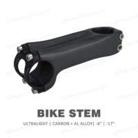 NoLogo Carbon Body+Aluminum Alloy Clamp Bike Stem Negative 6/17 Degree Ultralight Mountain/Road Bike Stem 70-130mm Bicycle Parts