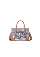 FION Donald Duck Small Jacquard with Leather Tote Bag