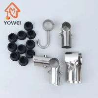 1PC 25/32mm DIY Square Pipe Joint For Stainless Steel Connector Fixed Part Landing Airing Rack Pipe Fittings Rod Round Pipe Rack