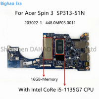 For Acer Spin 3 SP313-51N Laptop Motherboard With i5-1135G7 CPU 8GB/16GB-RAM 203022-1 448.0MF03.0011 NBA6C11004 NBA6C11003