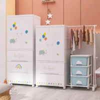 ECHOME Plastic Storage Drawer Cabinet Baby &amp; Kids Clothing Organizer Thickened Side Hanging Storage for Efficient Organization