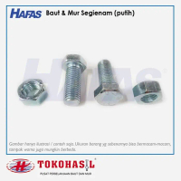 Baut & Mur (Putih) M6 X 25 - P1.00 | B/N Mili - 1 Box (500 Pcs) Pasti Diskon