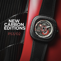 SEVENFRIDAY 碳纖維限定版 PS3/02 紅寶紅 自動上鍊機械錶 送禮推薦-47X47.6mm