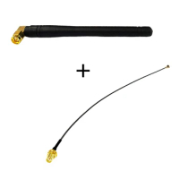 2.4G Antenna 3Dbi Bluetooth Module SMA Male Right Angle for USB Modem WLAN + SMA Female to U.FL/IPX Connector Cable