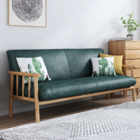 原木風實木科技布沙發小戶型客廳北歐簡約日式三人位布藝沙發家具