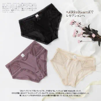 Silk mid-rise briefs lace sexy lace ladies black seamless breathable comfort bag hip 100% mulberry silk underwear women