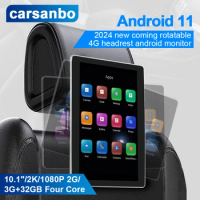 Carsanbo Android 11 Headrest Monitor 10.1 Inch Rotatable Touch Screen 4G Rear seat TV Video player 2K Airplay With Camera 2G+32G