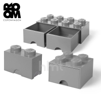 【Room Copenhagen】Storage Brick 2+Brick Drawer4+8 knobs樂高積木抽屜組合-灰色(樂高收納盒)