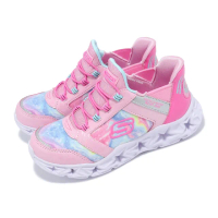 【SKECHERS】燈鞋 S Lights-Galaxy Light Slip-Ins 中童鞋 粉 套入式 小朋友 發光(303707-LPKMT)