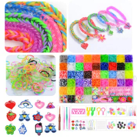 600-1500pcs+ Colorful Loom Bands Set Candy Color Bracelet Making Kit DIY  Rubber Band Woven Bracelet