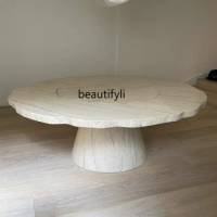 Miji Wind Cave Stone Dining Table in Dining Room Natural Marble round Modern Minimalist Nordic Dining Table