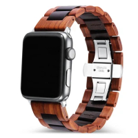 for apple watch band 44mm 42mm 40mm 38mm correa Natural Wooden bands for iwatch Series 5 4 3 2 strap watchbands Link bracelet