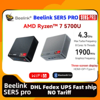 Beelink SER5 Pro AMD Ryzen7 5700U Mini Pc 4K Triple Display WiFi6 Dp DDR4 Ram 16G/32G SSD 500G/1TB Gaming Home Office Business