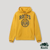 Roots 男裝- 運動派對系列 學院徽章刷毛布連帽上衣-金黃色