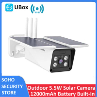 UBOX 1080P 12000mAh Rechargeable Battery WiFi Security IP66 6W Adjustable Angle Solar Outdoor Camera AP Mode Color NIght Vision