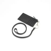 Dompet BALENCIAGA ALL OVER TEXT DOTTED EMBOSSED BLACK LEATHER ZIP CARD LANYARD 100% ORIGINAL 12X6CM