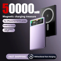 50000mAh MagSafe Power Bank Fast Charging 15W Mini Powerbank Magnetic Qi Wireless Charger For iPhone 15 14 13 12 Samsung Xiaomi