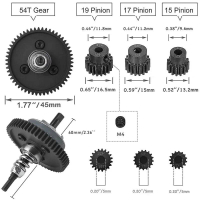 Metal 6878 Differential Gear Slipper Clutch and 32P 15T/17T/19T Pinion Gear Set for Trxs Slash Stamp