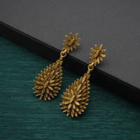 French antique proud as a peacock leaf earrings