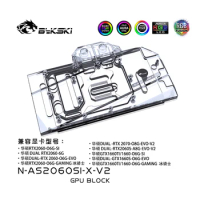 BYKSKI Water Cooling Block for ASUS RTX 2060 O6G SI / DUAL RTX2060-6G / DUAL RTX2060-O6G-EVO / RTX2060-O6G-GAMING /5V 3PIN/12V