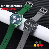 Rubber Strap for Omega for Swatch Moonswatch 20mm Curved Rubber Watch Strap Soft Waterproof Sport Wrist Bracelet for Women Men