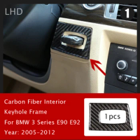 Real Carbon Fiber Car Ignition Switch Key Hole Cover Interior Trim Sticker For BMW E90 E92 E93 3 Series 2005-12 Car Accessories