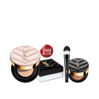 【YSL】官方直營 恆久完美柔霧超模底妝組(恆久完美持久柔霧蜜粉+超模光感精華水氣墊)