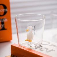卡通萌萌鴨玻璃杯3d立體造型鴨學生可愛高硼硅透明玻璃水杯子