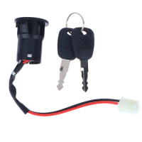 1 Set 2 Wires Ignition Switch with 2 Keys Electric Scooter On-Off Lock for Pocket Bike Motorcycle ATV Quad Bike