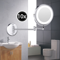 (100 asal terbaik) cermin solek Led dengan cahaya lipatan dinding ung pembesaran cermin 10x dua sisi sentuhan cermin bilik mandi laras yang terang