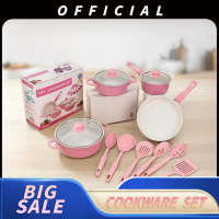 Set Panci Serbaguna Teflon Marble 13 Pcs Anti Karat Tutup Kaca Iniana Official Shop - Kitchenware Ki