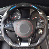 LED Carbon Fiber Leather Steering Wheel For Mercedes Benz AMG W212 W213 W211 E300 W202 W204 W205 C E Class C63S