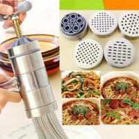 1PC Stainless Steel Noodle Maker With 5 Models Manual Noodles Press Pasta Machine Kitchen Tools Vegetable Fruit Juicer OK 0286