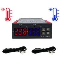 STC-3008 Dual Digital Temperature Controller Two Relay Output 12V 24V 220V Thermoregulator Thermostat Heater Cooler dual probe