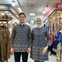 Baju batik wanita tunik couple pasangan pria lengan panjang ready seragaman bahan katun lapisan puri
