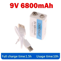 9V 6800mAh Li-ion Có Thể Sạc Lại Pin Với USB Sạc Cáp Cho Đồ Chơi Đơn Vị Năng Micro Điều Khiển Từ Xa