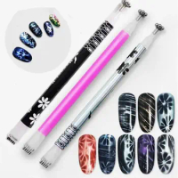 3D Line Cat Eye Magnet Pen New Strong Magnetic Pen Double Ended Nail Magnetic Stick Flower DIY Nail Art Tools