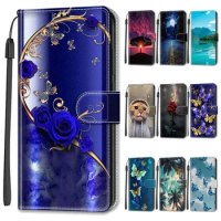 Wallet Leather Phone Case For Samsung Galaxy S23 Ultra S23+ S22 Plus S21 FE 5G S 23 Magnetic Flip Cover Stand Book Painted Cases