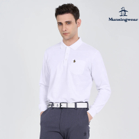 Munsingwear 企鵝牌 男款白色日本製簡約舒適長袖POLO衫 MGUT2B51