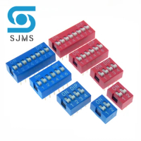 10pcs Slide Type Switch Module 1 2 3 4 5 6 7 8 9 10 12P Bit 2.54mm Position Way DIP Red/Blue Pitch Toggle Switch Red Snap Switch