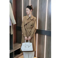 Exclusive benefits for live streaming room, medium length double-sided cashmere coat