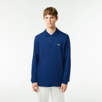【LACOSTE】男裝-經典L1312長袖Polo衫(藍色)