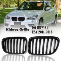 1 Slat Front Bumper Kidney Grille Grill Gloss Black Racing Grills Replacement For-BMW X1 Series E84 SDrive XDrive 2009-2016