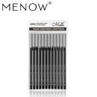 200Sets/Lot M.n Menow black Eyeliner Pencil Waterproof Eyebrow Beauty Pen Eye Liner Pencil all black 12pcs/set