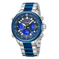 DISKON Dziner Jam Tangan Pria Double Time 8338 Rantai Stainless Steel Water Resistant 3 ATM Kaca Wa