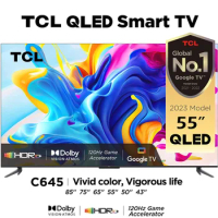 TCL C645 Series QLED 4K 120Hz Smart TV with Google, Dolby Vision, HDR10, Game Accelerator Enhanced Gaming, Voice Remote