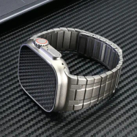 Magnetic Steel Link Bracelet for Apple Watch 49mm 45mm 44mm 42mm Original Band IWatch Series 9 8 7 6 5 4 Se Ultra 2 Correa Strap