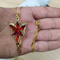 Kalung Artis LOTR Arwen Evenstar Gold Silver Emas 7 Kristal + Kado Mini